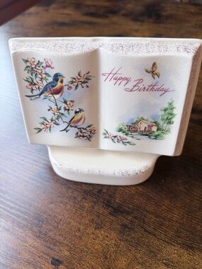 Vintage Royal Windsor “Books of Remembrance”Happy Birthday “book” planter/vase
